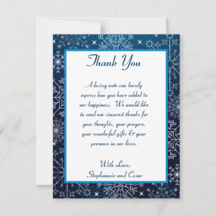 4x5 FLAT Thank You Card Blue Stars and Snowflakes