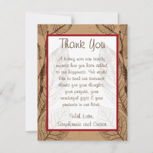 4x5 FLAT Thank You Card Brown Leaves