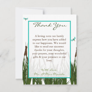 4x5 FLAT Thank You Card Cattail/Dragonfly in Colou