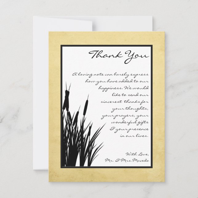 4x5 FLAT Thank You Card Cattail/Dragonfly Silhouet (Front)