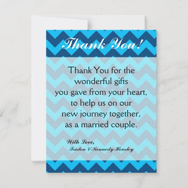 4x5 FLAT Thank You Card Chevron Blues (Front)
