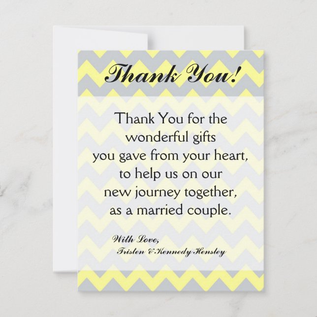 4x5 FLAT Thank You Card Chevron Yellow & Grey (Front)