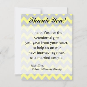 4x5 FLAT Thank You Card Chevron Yellow & Grey