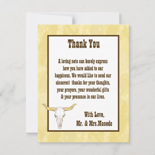 4x5 FLAT Thank You Card Cowboy Rodeo Steer Skull T
