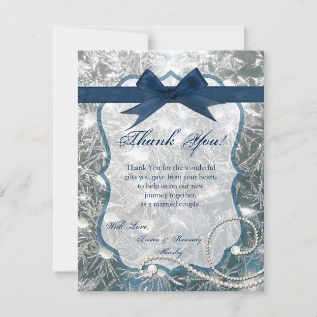 4x5 FLAT Thank You Card Cracked Ice Winter Snow (Front)