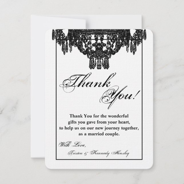 4x5 FLAT Thank You Card Crystal Chandelier Glitz (Front)