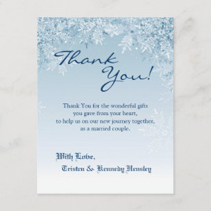4x5 FLAT Thank You Card Crystal Snowflakes Winter