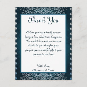 4x5 FLAT Thank You Card Deep Moroccan Blue