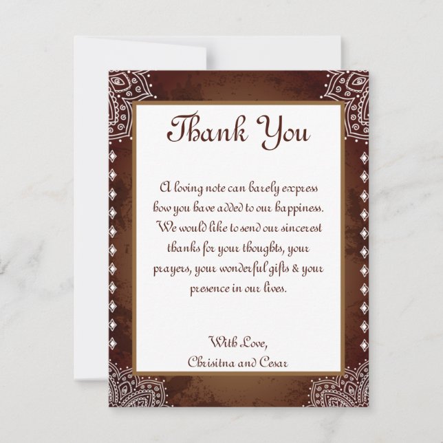 4x5 FLAT Thank You Card Deep Moroccan Brown (Front)