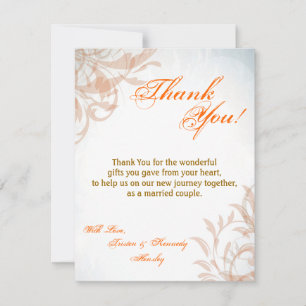 4x5 FLAT Thank You Card Fall Filigree Autumn Swirl