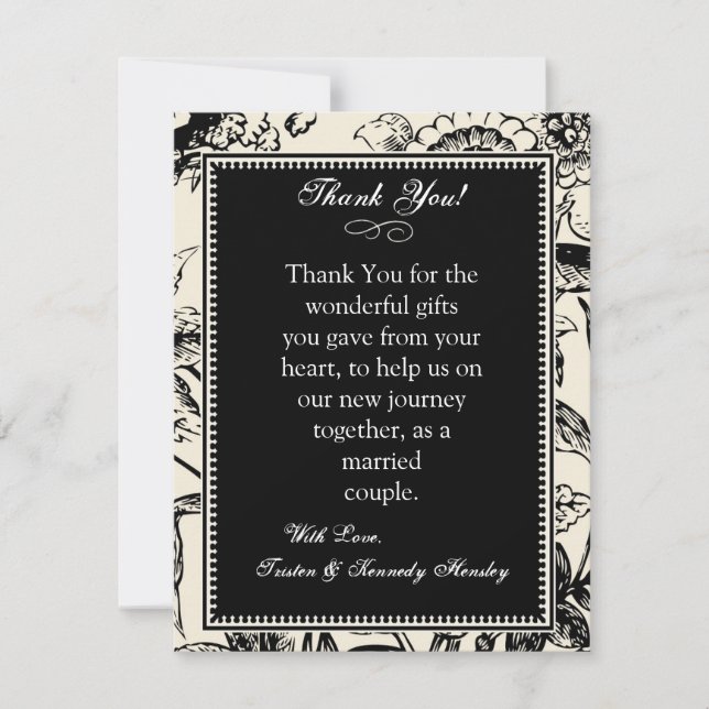 4x5 FLAT Thank You Card Floral Toile (Front)