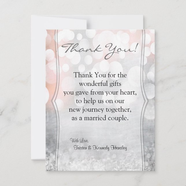 4x5 FLAT Thank You Card Glitz Pink Sparkles (Front)
