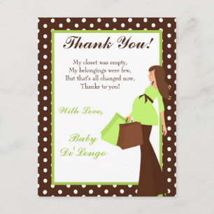 4x5 FLAT Thank you Card Green Mod Mum Polka Dots