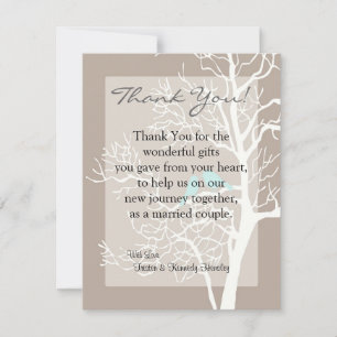 4x5 FLAT Thank You Card Grey Tree & Birds
