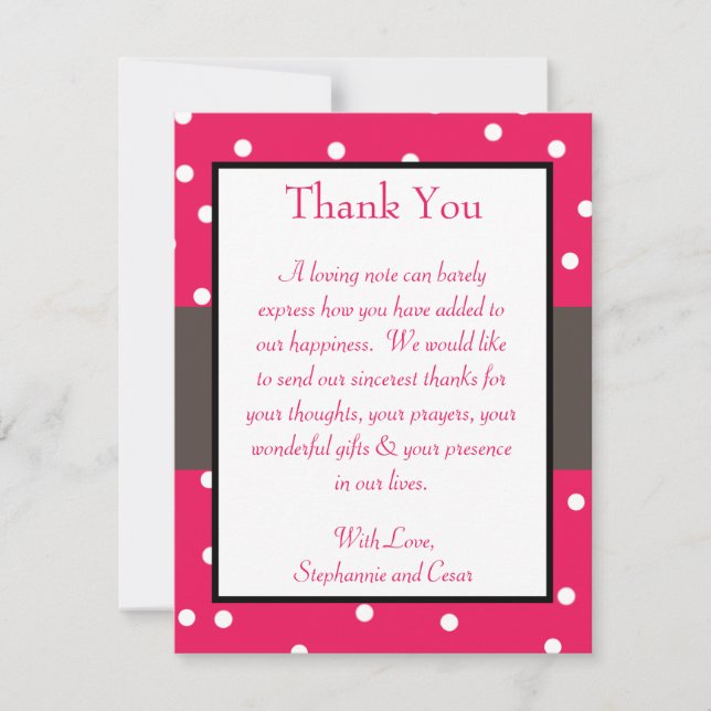 4x5 FLAT Thank You Card Hot Pink/Black Giraffe Lov (Front)