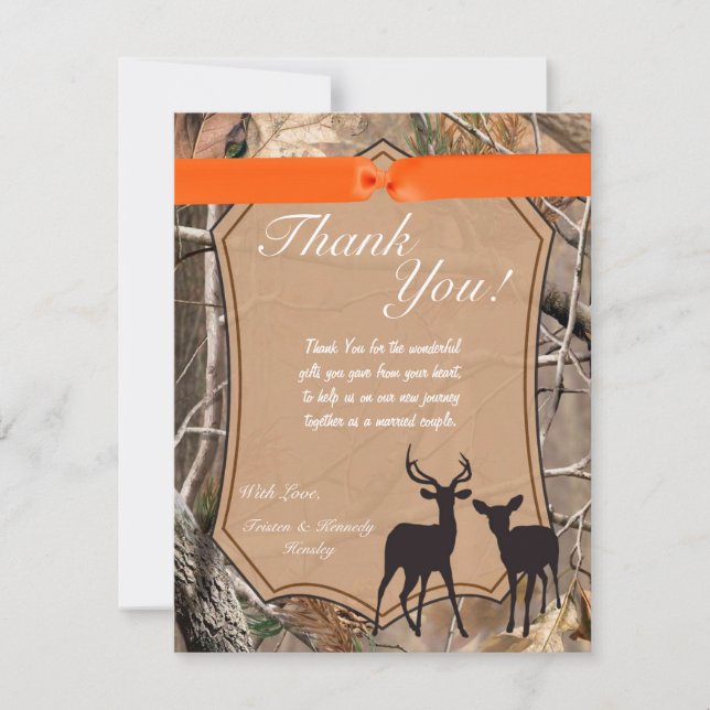 4x5 FLAT Thank You Card Hunters Camo Camoflauge (Front)