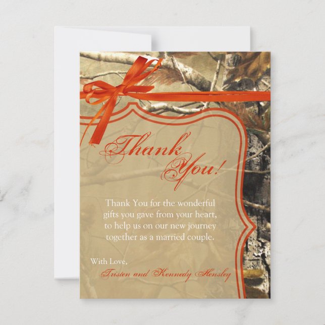 4x5 FLAT Thank You Card Hunters Camoflouge Camo (Front)