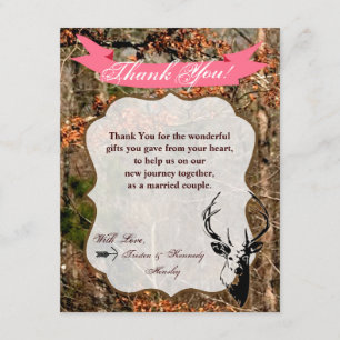 4x5 FLAT Thank You Card Hunting Deer Buck Head Cam