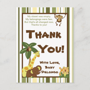 4x5 FLAT Thank You Card Jungle Babies