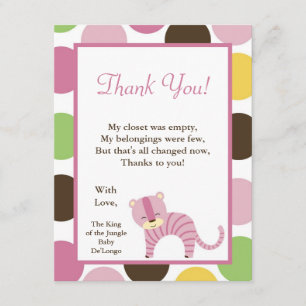 4x5 FLAT Thank you Card Jungle Queen Tiger Safari