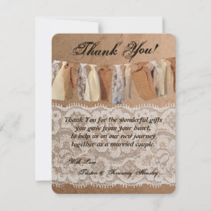 4x5 FLAT Thank You Card Kraft Paper Bag Lace Burla