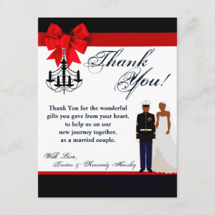 4x5 FLAT Thank You Card Marine African Ame Uniform