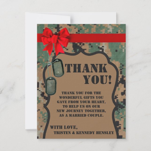 4x5 FLAT Thank You Card Marine DIGITAL PRINT Unifo (Front)