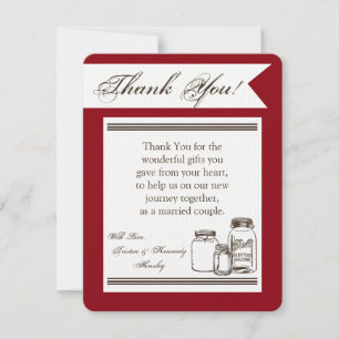 4x5 FLAT Thank You Card Mason Jar Country Rustic