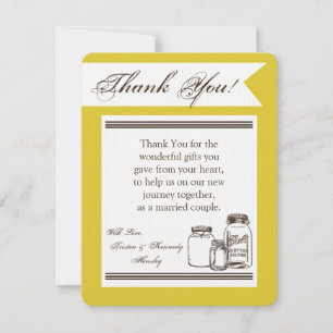 4x5 FLAT Thank You Card Mason Jar Country Rustic