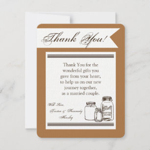 4x5 FLAT Thank You Card Mason Jar Country Rustic
