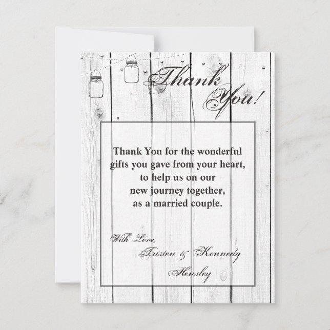 4x5 FLAT Thank You Card Mason Jar String Lights (Front)