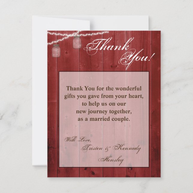 4x5 FLAT Thank You Card Mason Jar String Lights (Front)