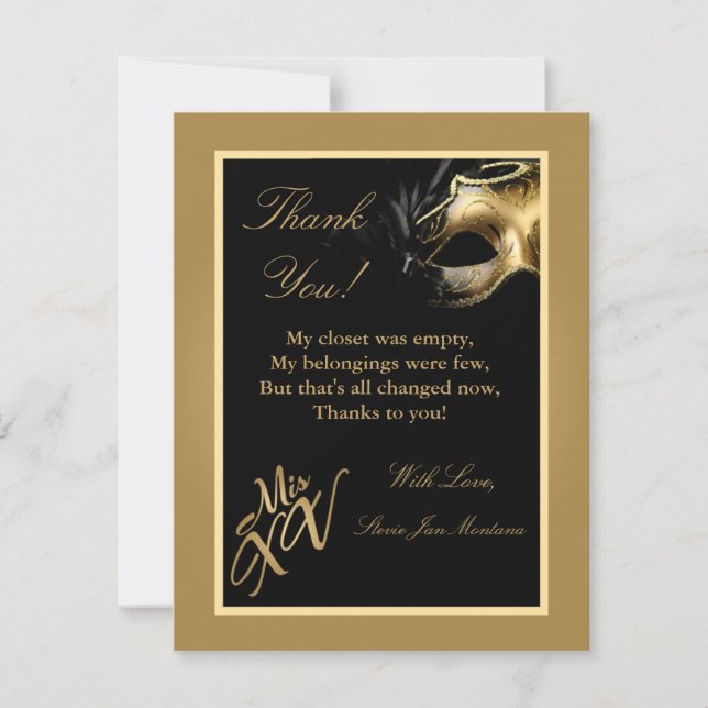 4x5 FLAT Thank you Card Mis XV Gold (Front)