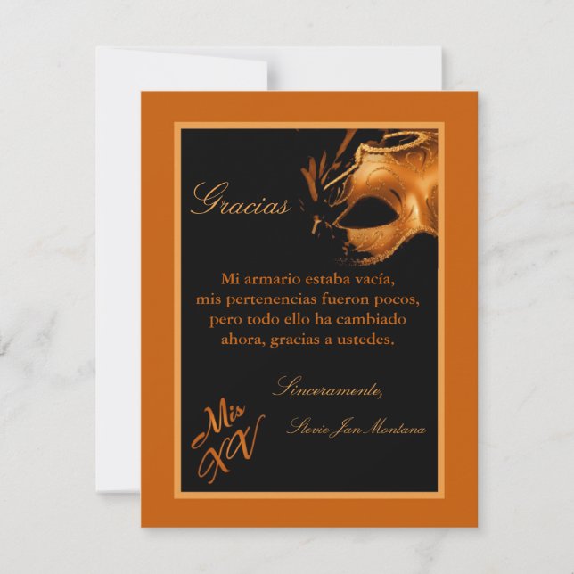 4x5 FLAT Thank you Card Mis XV Orange (Front)