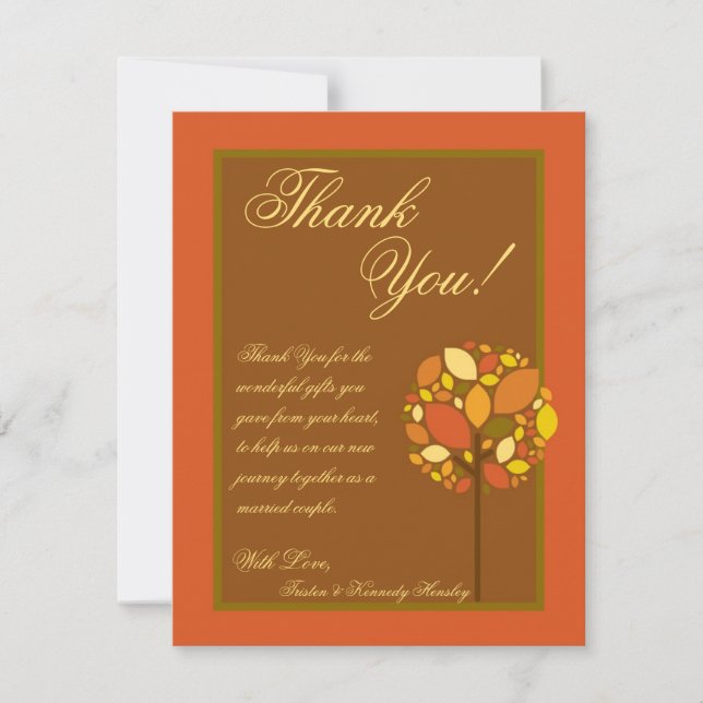 4x5 FLAT Thank You Card Modern Autumn Tree Fall (Front)