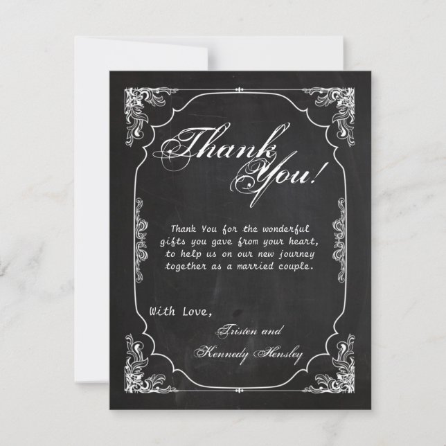 4x5 FLAT Thank You Card Modern Chalkboard Vintage (Front)
