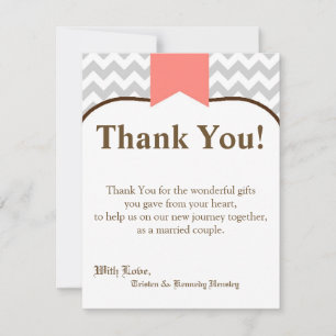 4x5 FLAT Thank You Card Modern Chevron Stripe Cora