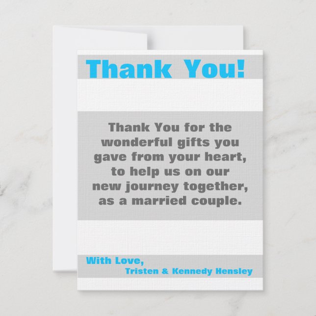 4x5 FLAT Thank You Card Modern Neon Stripe Blue (Front)
