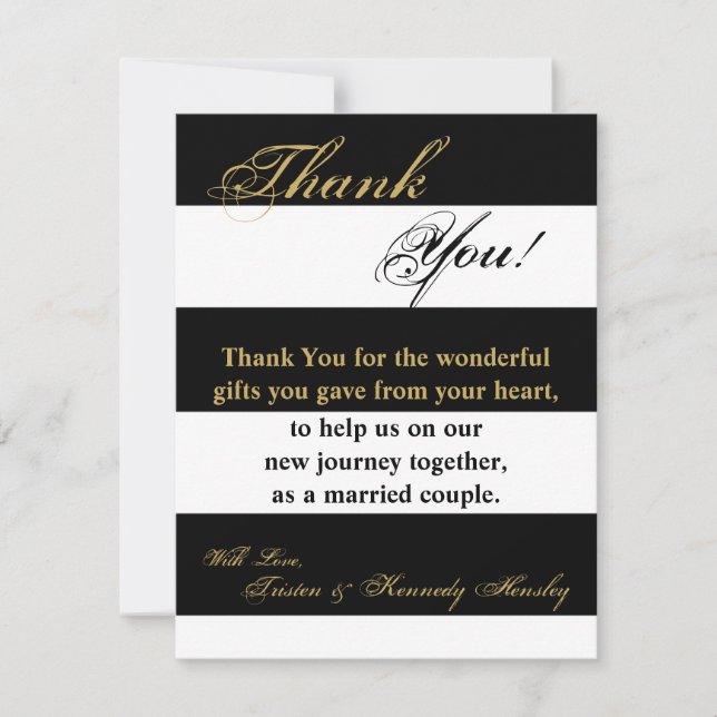 4x5 FLAT Thank You Card Modern Stripe Black White (Front)