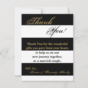 4x5 FLAT Thank You Card Modern Stripe Black White