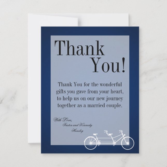 4x5 FLAT Thank You Card Navy Blue Double Bike (Front)