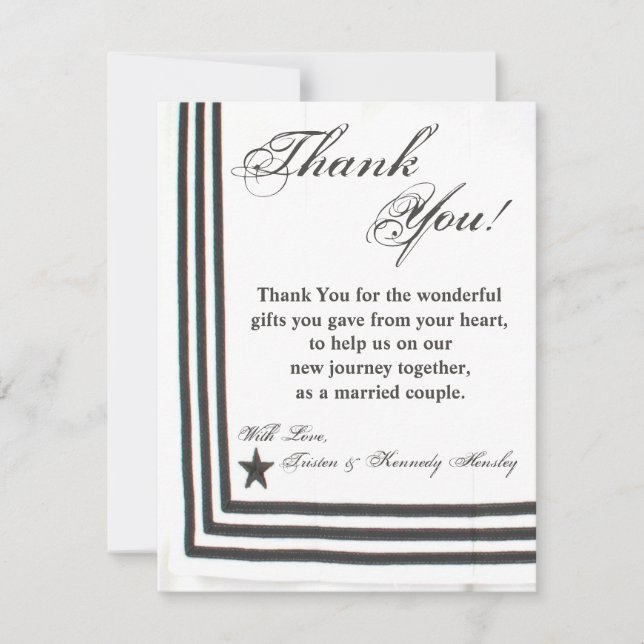 4x5 FLAT Thank You Card Navy Summer Dress Whites U (Front)
