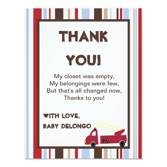 4x5 FLAT Thank You Card Nojo Fire Engine