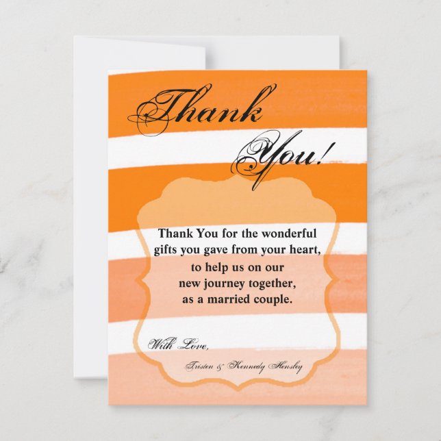 4x5 FLAT Thank You Card Ombre Stripe Orange Line (Front)