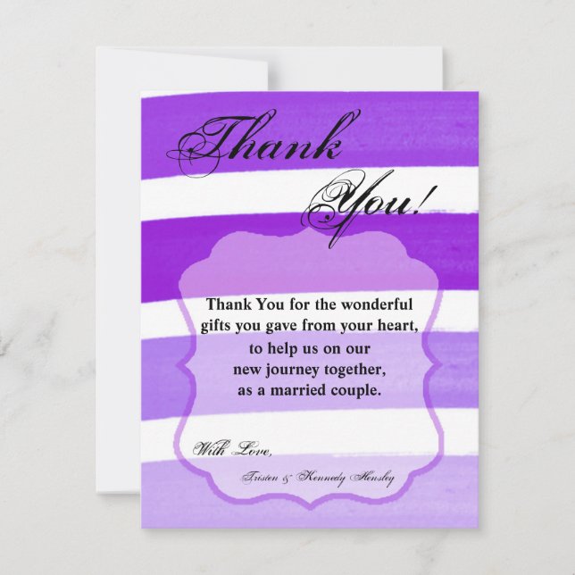 4x5 FLAT Thank You Card Ombre Stripe Purple Line (Front)