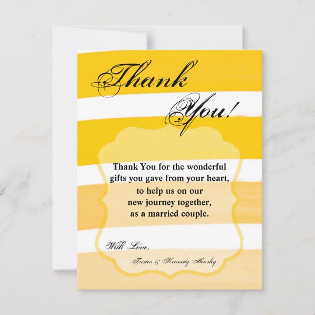 4x5 FLAT Thank You Card Ombre Stripe Yellow Line (Front)