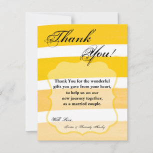 4x5 FLAT Thank You Card Ombre Stripe Yellow Line