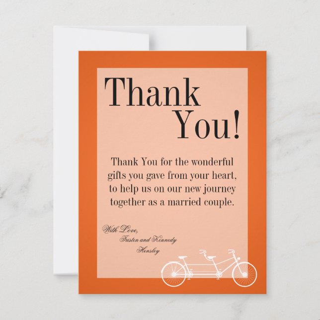 4x5 FLAT Thank You Card Orange Double Bike (Front)