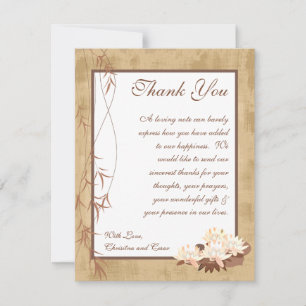 4x5 FLAT Thank You Card Oriental Flowers