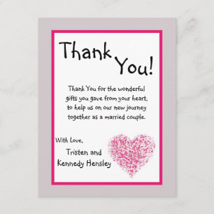 4x5 FLAT Thank You Card Pink Floral Petals Flower